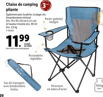 Lidl Chaise de camping pliante offre