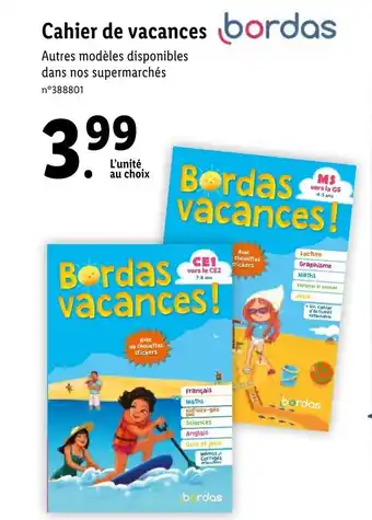 Lidl Cahier de vacances offre