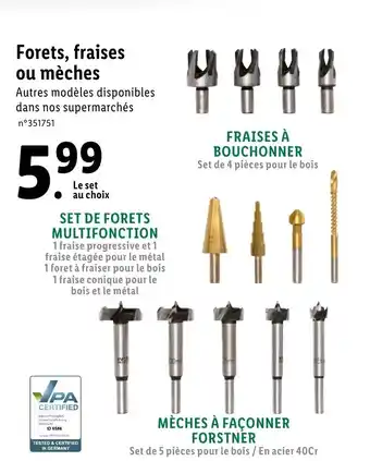 Lidl Forets fraise ou mèches offre