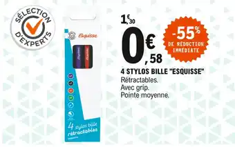 E.Leclerc 4 stylos bille "esquisse" offre