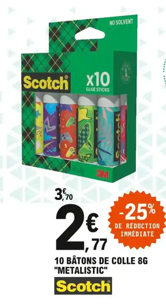 E.Leclerc 10 bâtons de colle 8G "metalistic" offre