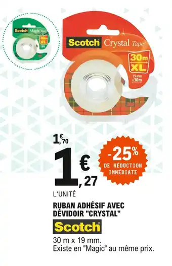 E.Leclerc Ruban adhésif avec dévidoir "crysta;" offre