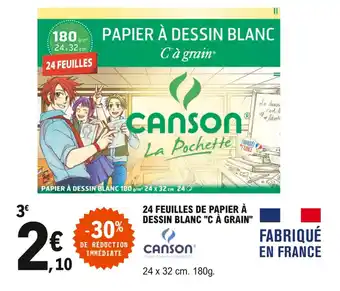 24 feuiles de papier à dessin blanc "c à grain"