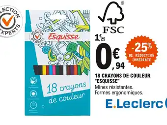 E.Leclerc 18 crayos de couleur "esquisse" offre