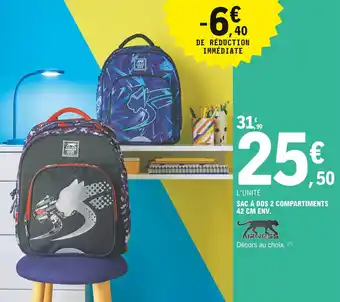 E.Leclerc Sac à dos 2 compartiments 42 cm env. offre