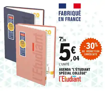 E.Leclerc Agenda "l'étudiant spécial collège" offre