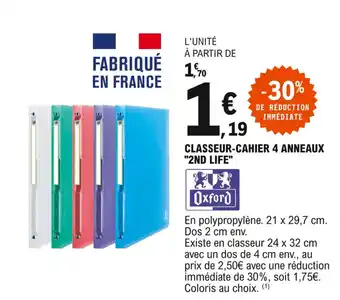 E.Leclerc Classeur-cahier 4 anneaux "2nd life" offre