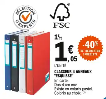 E.Leclerc Classeur 4 anneaux "esquisse" offre