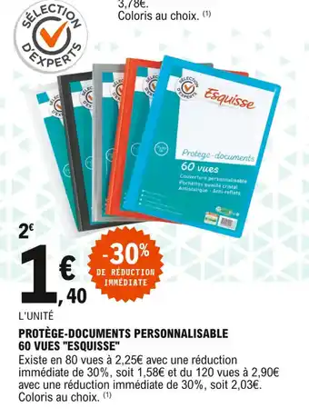 E.Leclerc Protège-documents personnalisable 60 vues "esquisse" offre