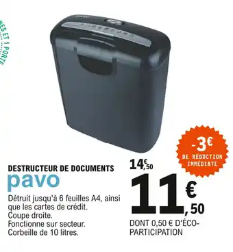 E.Leclerc Destructeur de documents offre