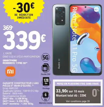 E.Leclerc Smartphone redmindte 11pro 5G offre