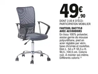 E.Leclerc Fauteuil dactylo avec accoudoirs offre