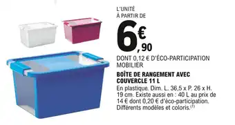 E.Leclerc Boîte de rangement avec couvercle 11 L offre