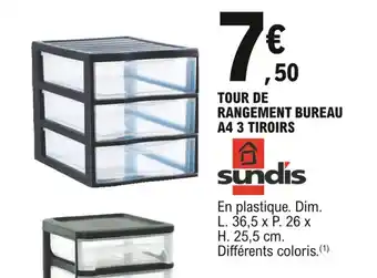 E.Leclerc Tour de rangement bureau A4 3 tiroirs offre