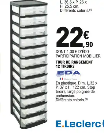 E.Leclerc Tour de rangement 12 tiroirs offre