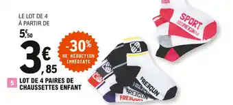 E.Leclerc Lot de 4 paires de chaussettes enfant offre