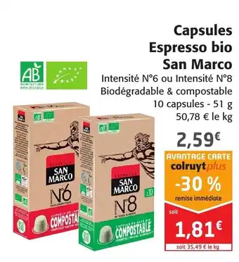 Colruyt Capsules espresso bio san marco offre
