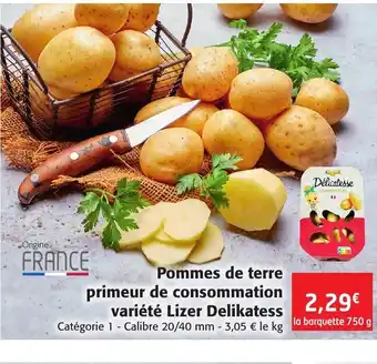 Colruyt Pommes de terre primeur de consommation variété lizer delikatess offre