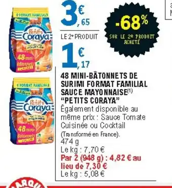 E.Leclerc 48 Mini-Bâtonnets de Surimi Format Familial offre