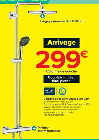 Castorama Colonne de douche Vitalio Start 250 offre