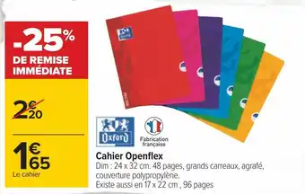 Carrefour Oxford cahier openflex offre
