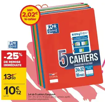 Carrefour Oxford lot de 5 cahiers easybook offre