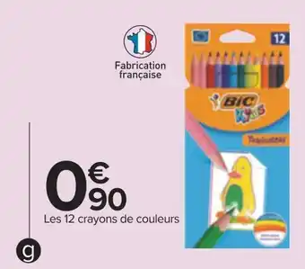 Carrefour Bic 12 crayons de couleurs "tropicolors" offre