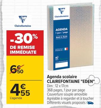 Carrefour Clairefontaine agenda scolaire "eden" offre