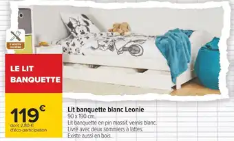 Carrefour Lit banquette blanc leonie offre