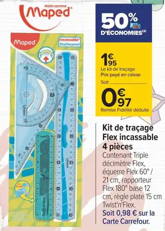 Carrefour Maped kit de traçage flex incassable 4 pièces offre