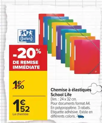 Carrefour Oxford chemise à élastiques school life offre