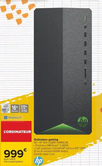 Carrefour Hp ordinateur gaming offre