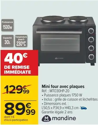Carrefour Mandine mini four avec plaques offre