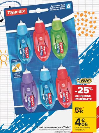 Carrefour Tipp-ex 6 mini rubans correcteurs "twist" offre