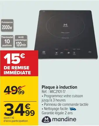 Carrefour Mandine plaque à induction offre