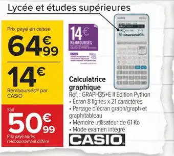 Carrefour Casio calculatrice graphique offre