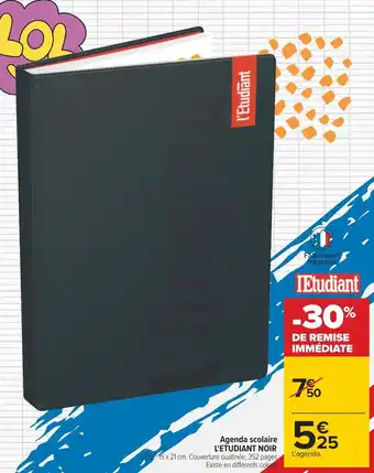 Carrefour L'étudiant agenda scolaire l'etudiant noir offre