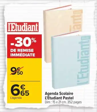 Carrefour L'etudiant pastel agenda scolaire offre