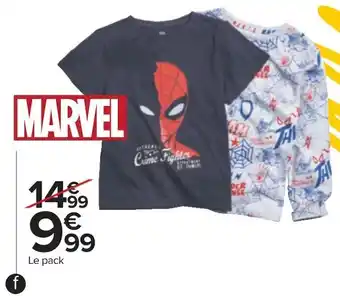 Carrefour Marvel pack de 2 t-shirt garçon offre