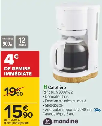Carrefour Mandine cafetière offre