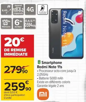 Carrefour Xiaomi smartphone redmi note 11s offre