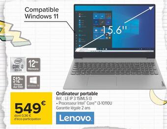 Carrefour Lenovo ordinateur portable offre