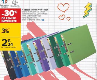 Carrefour Exacompta classeur à levier prem'touch offre