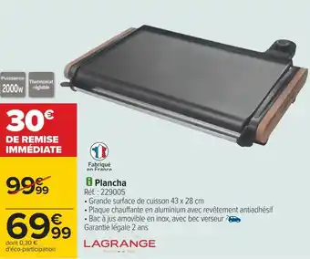 Carrefour Lagrange plancha offre