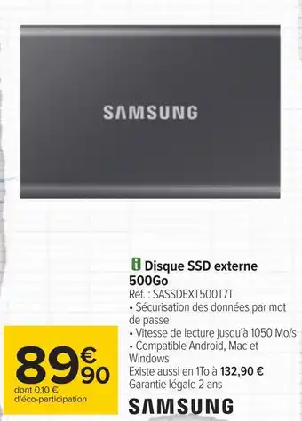 Carrefour Samsung disque ssd externe offre