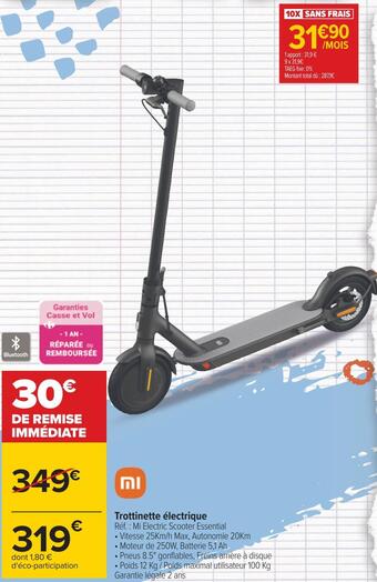 Carrefour Xiaomi trottinette électrique offre