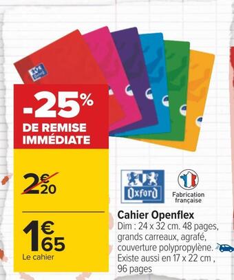 Carrefour Oxford cahier openflex offre