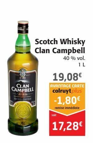 Colruyt Scotch whisky clan campbell offre