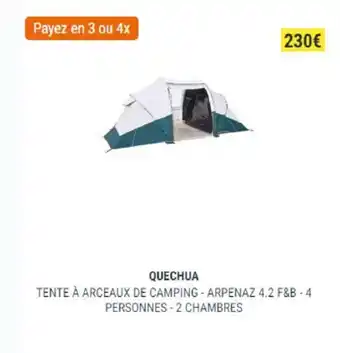 Decathlon Tente A Arceaux de camping - arpenaz 4.2 F&B - 4 Personnes - 2 chambres offre