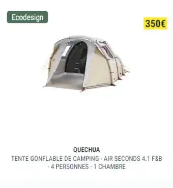 Decathlon Tente Gonflable de camping - air seconds 4.1 F&B - 4 Persones - 1 chambre offre